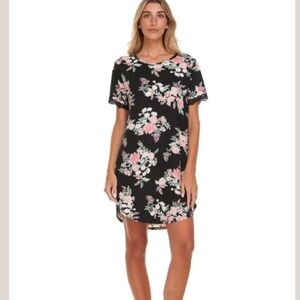 Flora Nikrooz Black and Pink Floral Sleepshirt In XL